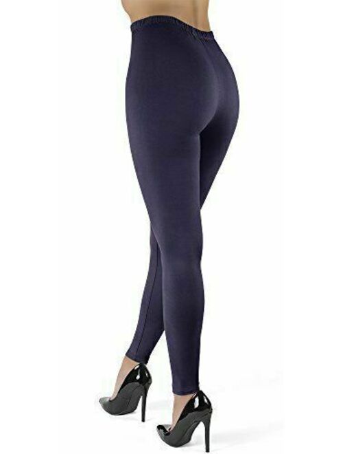 SATINA High Waisted Leggings - Super Soft Full, Navy, Size One Size