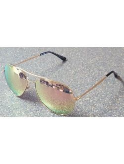 On My Way Gold Aviator Designer Mirror Sport Sunglassses Eye Cover