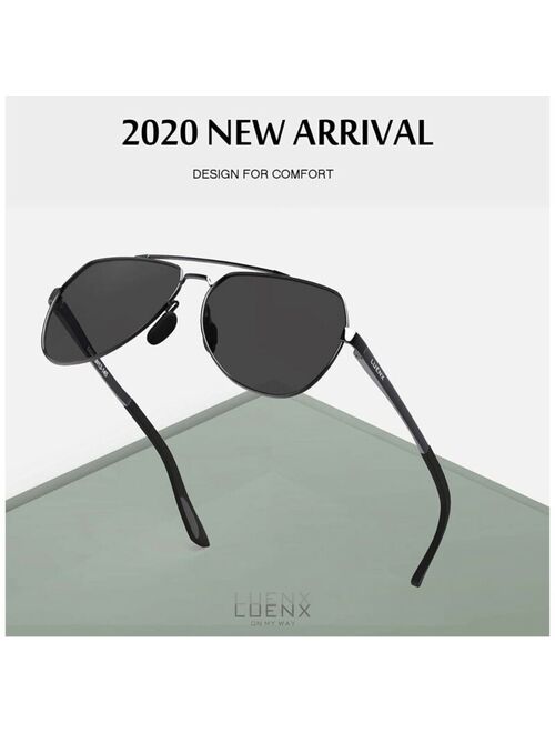 Luenx Aviator Sunglasses for Men Women Polarized Driving UV 400 Protection with Case