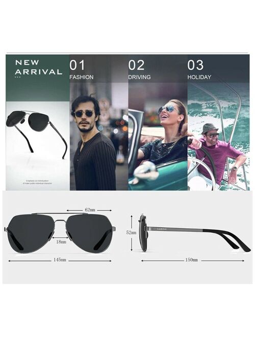 Luenx Aviator Sunglasses for Men Women Polarized Driving UV 400 Protection with Case