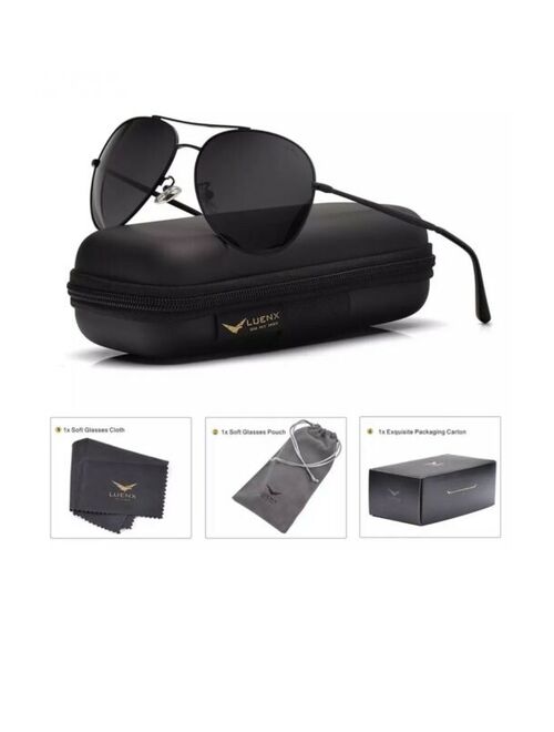 LUENX Men Sunglasses Polarized UV 400 with case 60MM E4