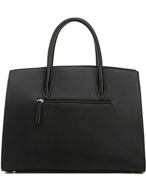 DELUXITY Women's Designer Top Handle Satchel Handbag Tote Bag Briefcase 2pc set