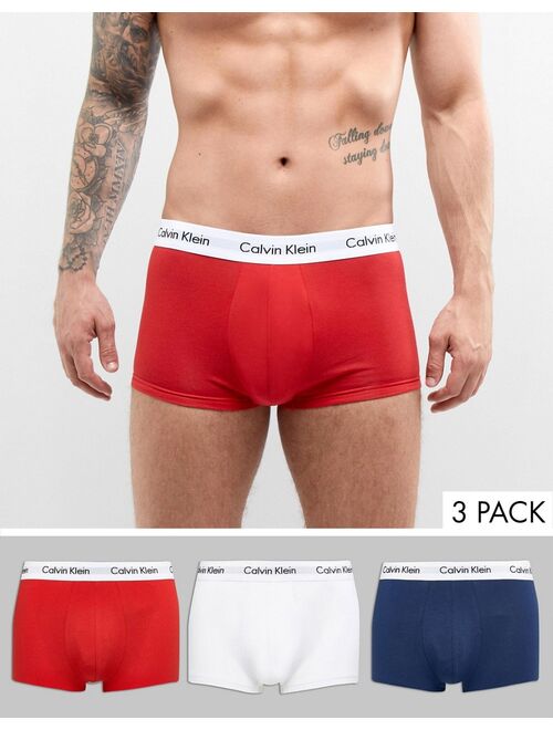 Calvin Klein low rise trunks 3 pack in cotton stretch