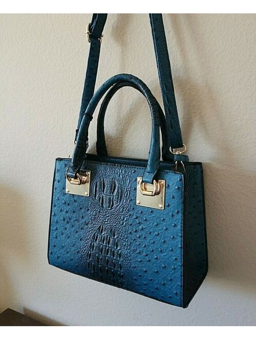 DELUXITY Womens' Lizard Leather Satchel Purse Crossbody PCTA Approved Vegan NWT