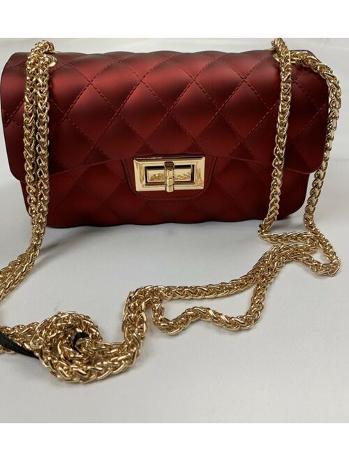 Deluxity Luxury Bag Shoulder Handbags Womens Bag Crossbody Red Golden