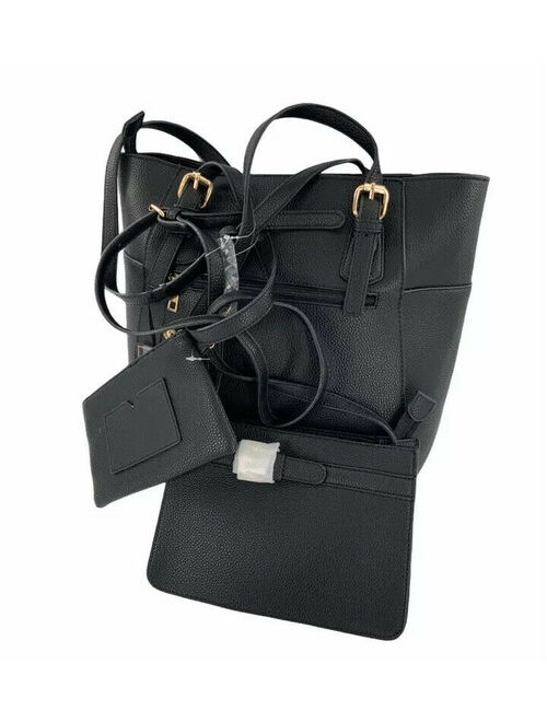 Deluxity Los Angeles Peta Approved 3 Set Pieces Vegan Leather Handbag Black New