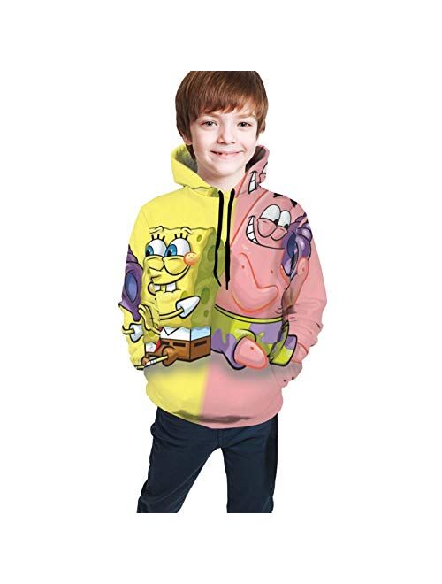 JINZ TAYLOR Spongebob 3D Print Youth Hoodies Jacket for Boys and Girls Pullover Hoodies Sweatshirt