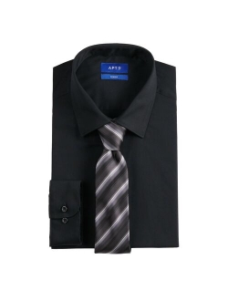 Men Extra-Slim Fit Spread-Collar Long Sleeve Dress Shirt & Tie Set