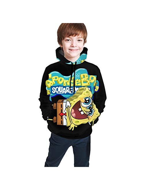 Spon_ge_Bob Funny and Good-Looking Teen Hooded Sweate Jacket Black Comfortable Classic Boy and Girl Unisex-Baby