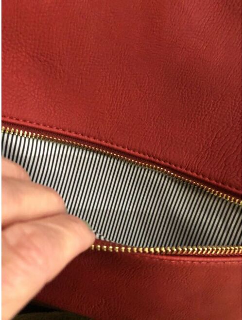 Deluxity Womens Red Faux Leather Tassel Zip Crossbody Purse NWT Vegan Great Gift Idea