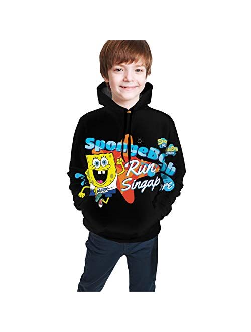 Spongebob Funny and Good-Looking Teen Hooded Sweate Jacket Black Comfortable Classic Boy and Girl Unisex-Baby