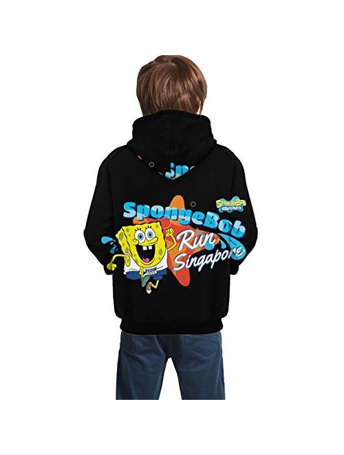 Spongebob Funny and Good-Looking Teen Hooded Sweate Jacket Black Comfortable Classic Boy and Girl Unisex-Baby