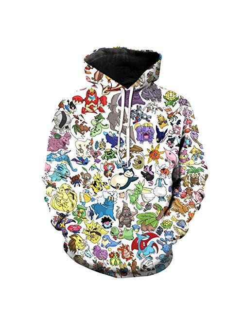 CHENMA Men Manga Heros Chaos 3D Print Pullover Hoodie Sweatshirt with Front Pocket