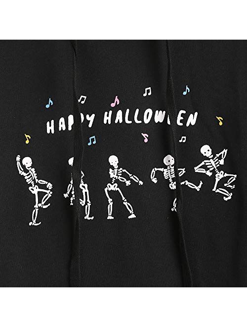 ZAFUL Women's Halloween Skeleton Print Long Sleeve Pullover Sweatshirt Hoodie Tops