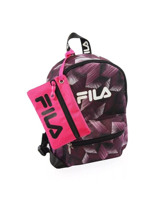 FILA Hailee 2 Piece Mini Backpack with Pouch NWT NEW Magenta Chevron