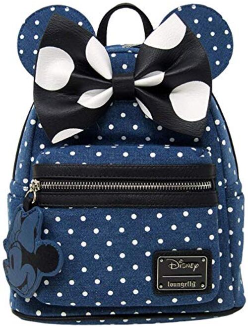 Loungefly x Minnie Mouse Denim Polka Dot Mini Backpack