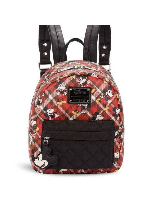 Loungefly Mickey Mouse Red Plaid Mini Backpack