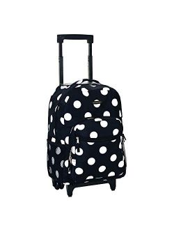 Rockland Double Handle Rolling Backpack, Black Dot, 17-Inch