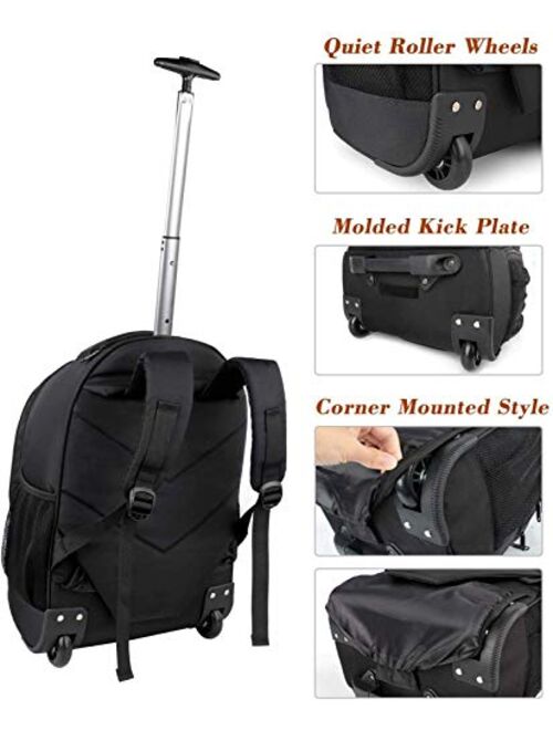 Rolling Backpack,Waterproof Wheeled Travel Backpack, Laptop Backpack for Women Men,Carry on Luggage Backpack Fit 15.6 inch Notebook, Trolley Suitcase Business Bag College