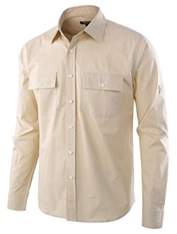 Estepoba Men's Premium Casual Cotton Long Sleeve Outdoor Button-Down Work Shirt