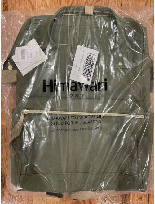 Himawari Travel Army Green Backpack/Laptop/Diaper Waterproof Canvas New Bag