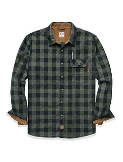 Dubinik Men's Flannel Long Sleeve Plaid Shirts Button-Down Cotton Casual Shirt Regular Fit