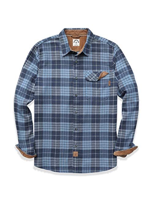 Dubinik Men's Flannel Long Sleeve Plaid Shirts Button-Down Cotton Casual Shirt Regular Fit