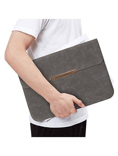 KALIDI 13.3 inch Laptop Sleeve Case Faux Suede Leather for MacBook Air Pro Retina 2016-2020, for 13"-13.5" Surface Pro 5 6 7 with Pouch