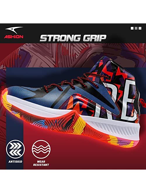ASHION Kids Basketball Shoes Boys Girls High Top Sneakers Non Slip Running Shoes for Unisex Kids