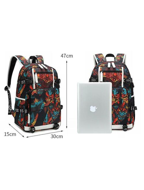 Hot Style Kimetsu no Yaiba USB Anime School Bag Laptop Notebook Backpack Black