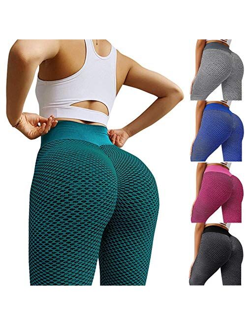 Leggings Tik Tok for Women High Waist Tummy Control Booty Bubble Hip Lifting Workout Running Tights Yoga Pants Plus Size