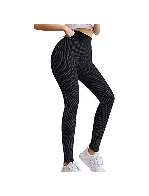 Leggings Tik Tok for Women High Waist Tummy Control Booty Bubble Hip Lifting Workout Running Tights Yoga Pants Plus Size