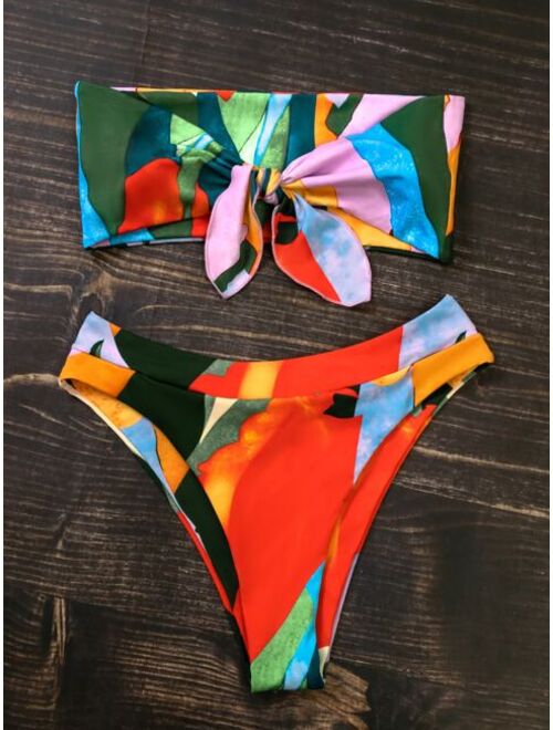 Shein Allover Graphic High Waisted Bikini Swimsuit