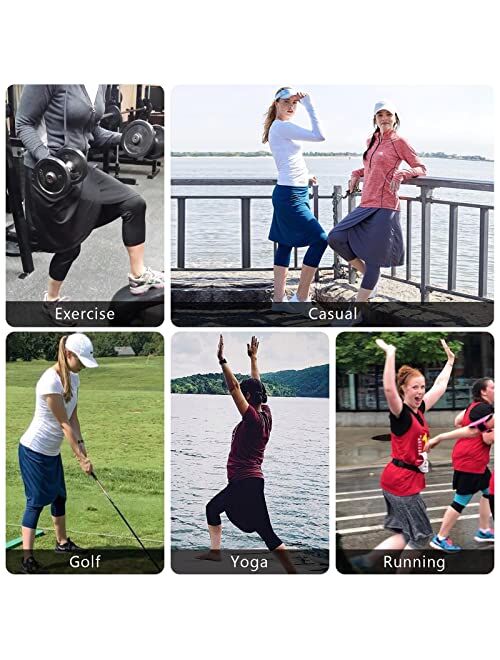 ANIVIVO Skirted Leggings for Women, Athletic Tennis Skirt Knee Length with Leggings Active Yoga Skirt Pockets