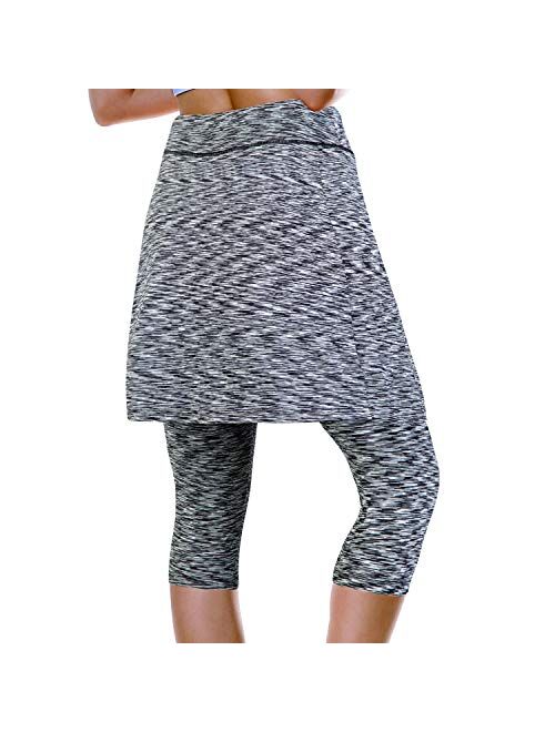 ANIVIVO Skirted Leggings for Women, Athletic Tennis Skirt Knee Length with Leggings Active Yoga Skirt Pockets