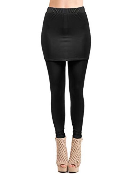 FASHIONOMICS Womens Elasticated Full Length Skirt With Leggings For Workout