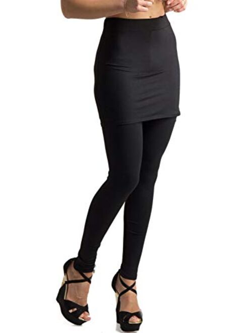 FASHIONOMICS Womens Elasticated Full Length Skirt With Leggings For Workout