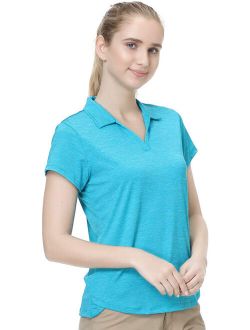 Women Golf Polo Shirts V-Neck, Tennis Shirts Solid Cool Feeling Active S