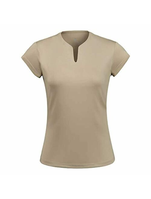 ANIVIVO Tennis Shirts for Women Short Sleeves, Solid Golf T Shirts V-Neck Runnin
