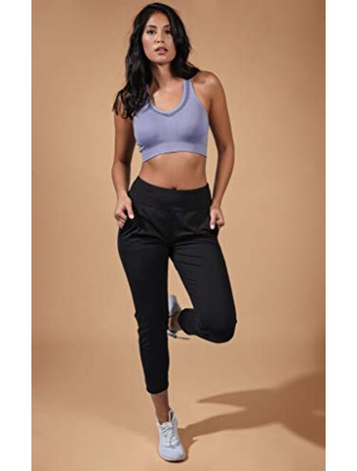 90 Degree By Reflex High Waist Slim Stretch Yoga Jogger - Tapered Lounge Trouser Pants with Side Pockets