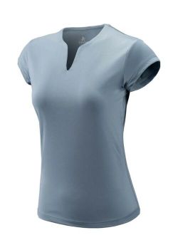 Tennis Shirts for Women Short Sleeves,Solid Golf T Shirts V-Neck Running