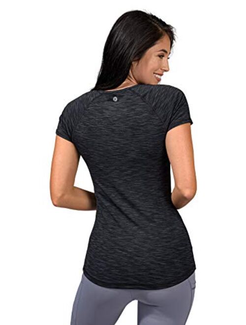 90 Degree By Reflex Athletic Fit Performance Tops 3 Pack - Moisture Wicking Yoga Top Workout Shirts for Women