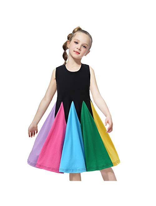 NNJXD Little Girl A-line Dress Floral Print Sundress Princess Dresses