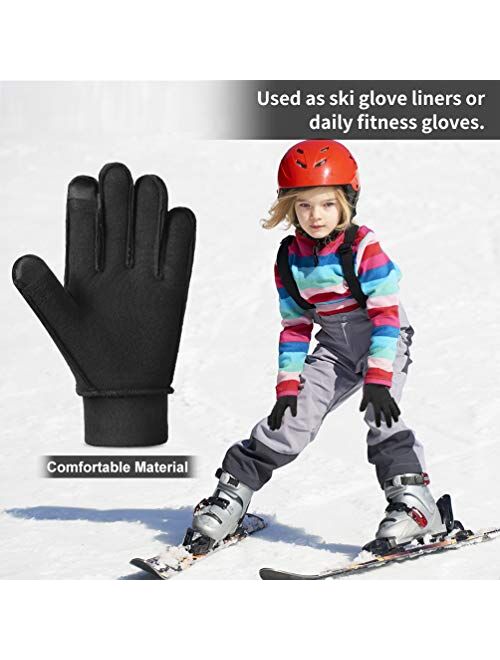 Vbiger Kids GlovesWinter Gloves Touch Screen Gloves Anti-slip Cycling Gloves Sport Gloves for Children Kids Black Gloves