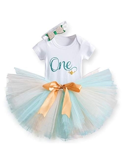 Baby Girl 1st Birthday Party Outfits Romper Shorts Headband 3pcs Skirt Sets