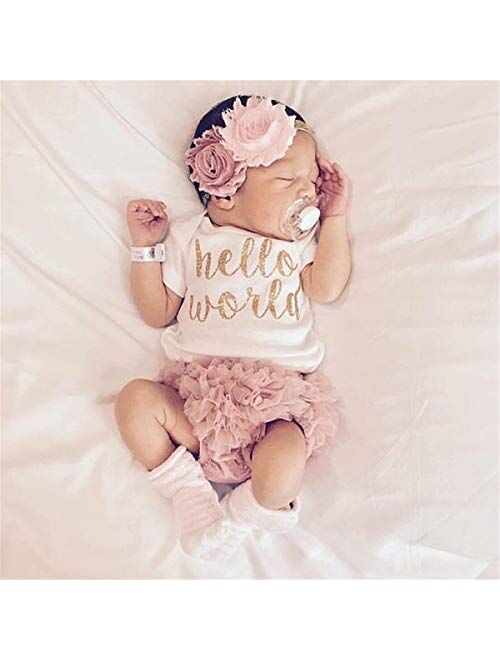 NNJXD Baby Girl 1st Birthday Party Outfits Romper Shorts Headband 3pcs Skirt Sets