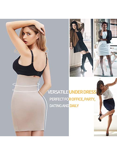 MISS MOLY Seamless Slips for Women Under Dresses High Waist Shapewear Tummy Control Skirt Body Shaping Smoother
