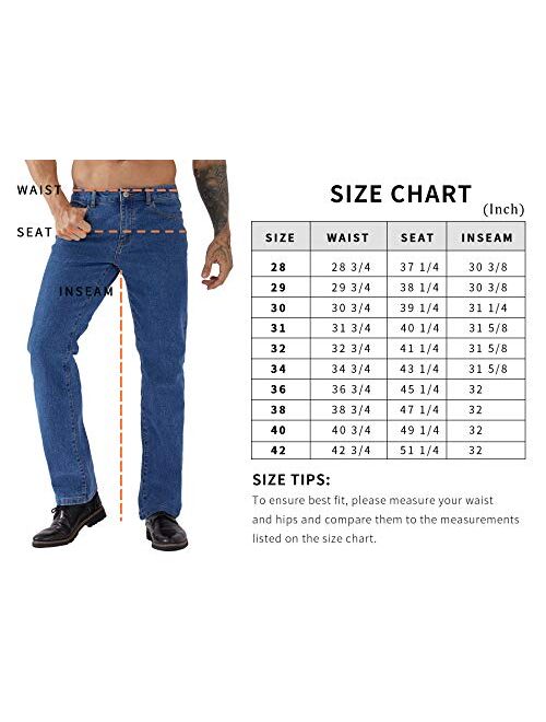 ZLZ Regular Fit Denim Jeans for Men, Mens 5-Pockets Classic Straight Leg Jean Pants