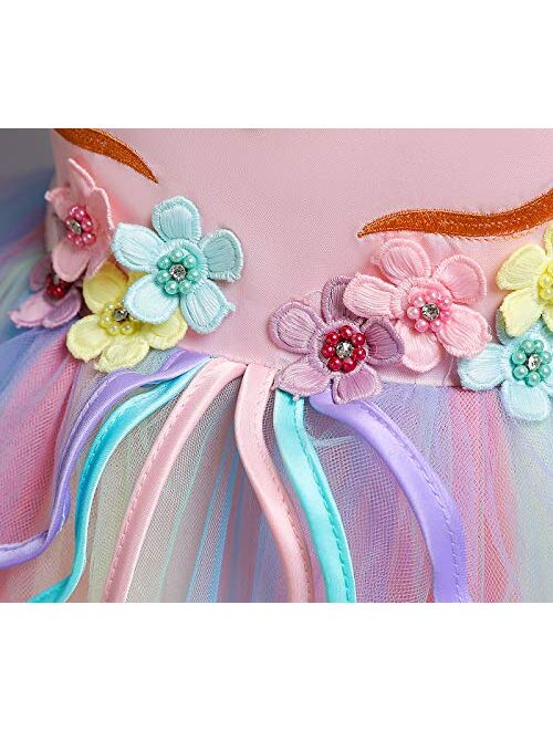NNJXD Flower Girls Unicorn Costume Pageant Princess Party Dress