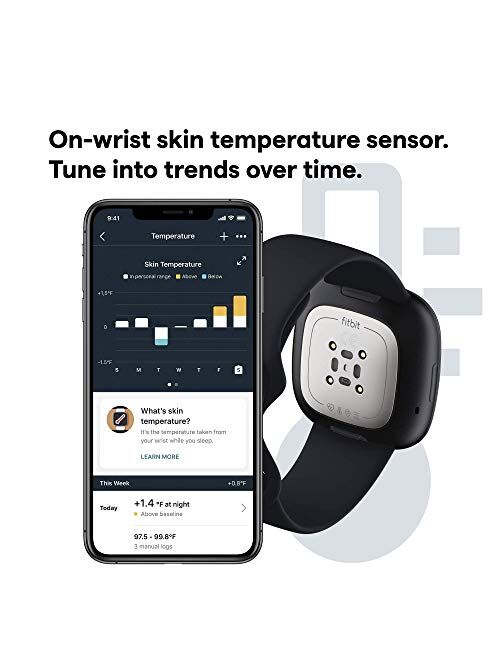 Fitbit Sense Advanced Smartwatch with Tools for Heart Health, Stress Management & Skin Temperature Trends, One Size (S & L Bands Included)